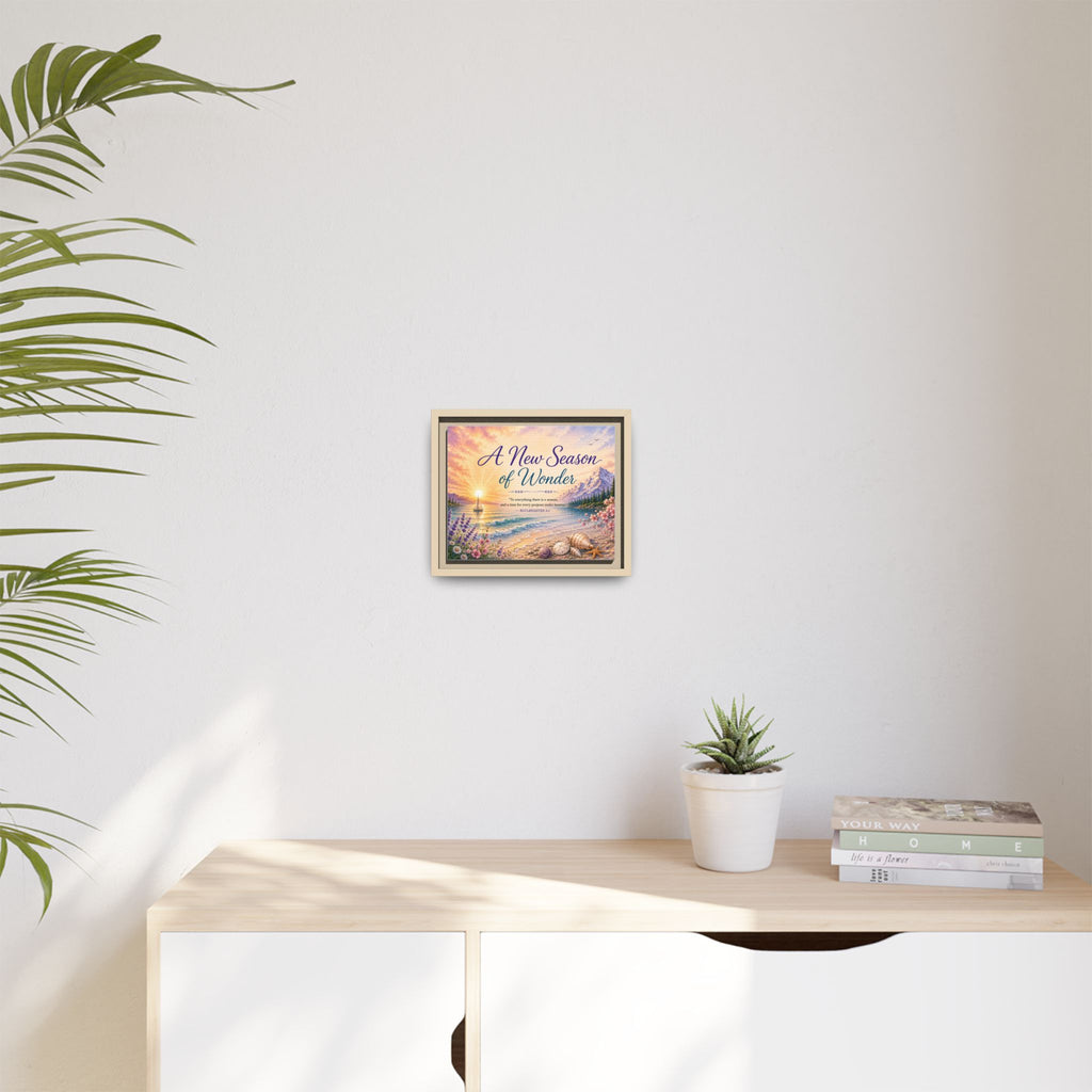 A New Season of Wonder Framed Canvas Art — Inspirational Beach Sunset Wall Decor