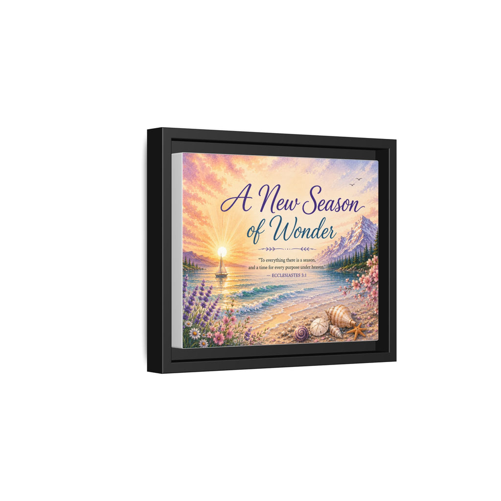 A New Season of Wonder Framed Canvas Art — Inspirational Beach Sunset Wall Decor