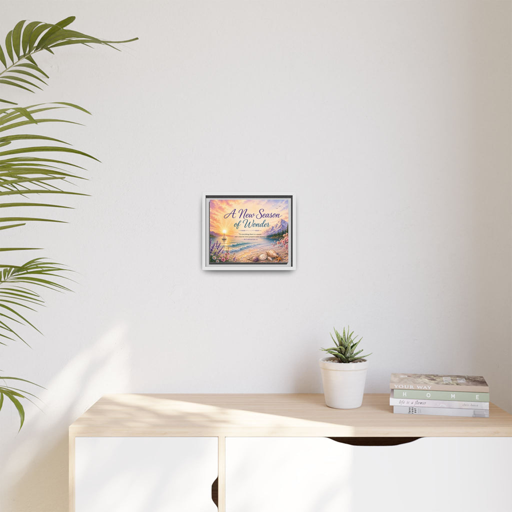 A New Season of Wonder Framed Canvas Art — Inspirational Beach Sunset Wall Decor
